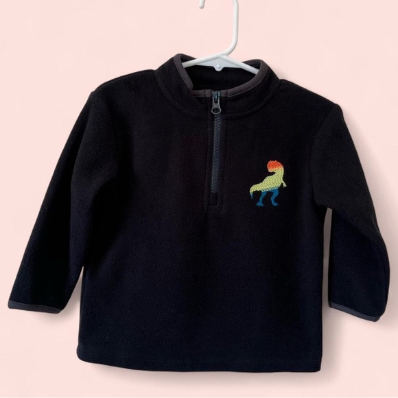 18 Month Cat & Jack 3/4 Zip Up Cozy & Soft Pullover Dinosaur Fleece - Picture 8 of 8